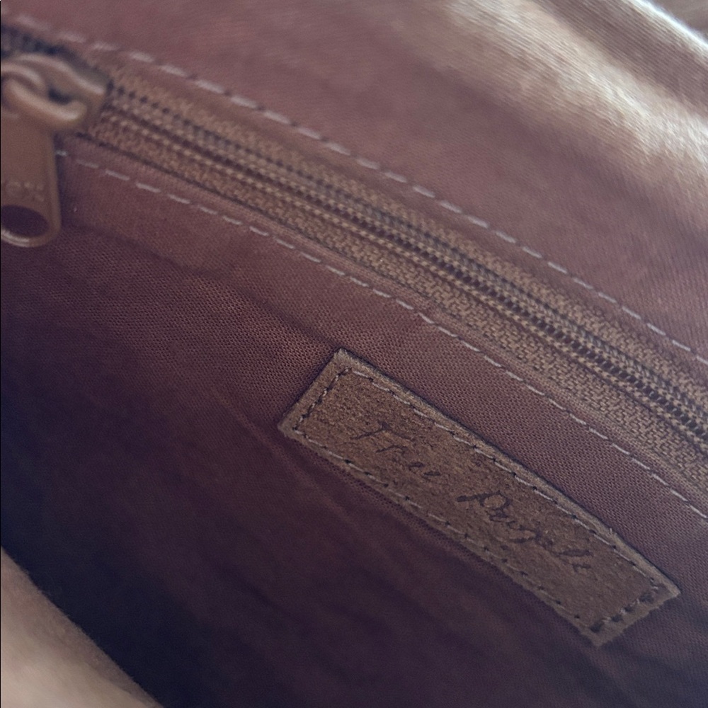Free People Vintage boho suede leather and paper Raffia beaded crossbody purse - Picture 9 of 16